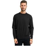Bugatti - Trui met Ronde Hals - Zwart - Katoen-Cashmere Mix - Heren
