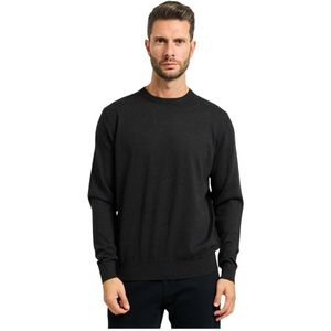 Bugatti - Trui met Ronde Hals - Zwart - Katoen-Cashmere Mix - Heren