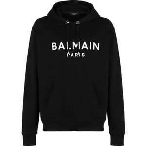 Balmain Logo Hoodie , Black , Heren , Maat: L