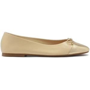 Kazar - Leren Ballerina's - Beige - Met Gouden Neuzen