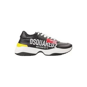Dsquared2 Italiaanse Leren Sneakers , Black , Heren , Maat: 40 1/2 EU