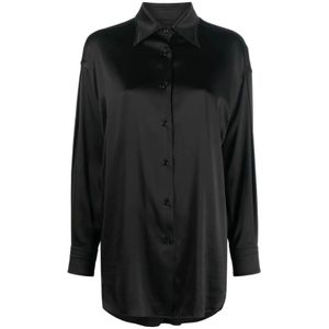 Tom Ford, Dames, Blouses & Shirts, Zwart, Maat: S Zijde,