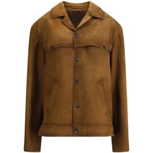 Prada, Heren, Jassen, Bruin, Maat: L Suède,