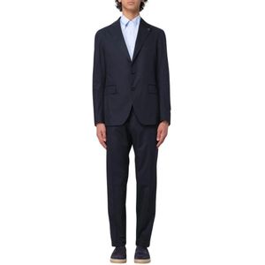 Tagliatore, Heren, Pakken, Blauw, Maat: 2XL Tweed,