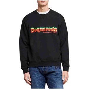 Dsquared2, Heren, Sweatshirts & Hoodies, Zwart, Maat: L