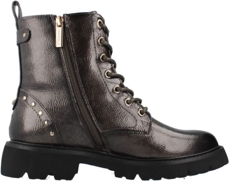 Carmela - 16254903 - Leren Enkellaarsjes - Grijs - Plat - Ritssluiting