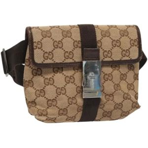 Gucci Vintage, Dames, Pre-owned, Beige, Maat: ONE Size Leer,