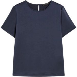 Weekend Max Mara, Dames, Blouses & Shirts, Blauw, Maat: L Satijn,