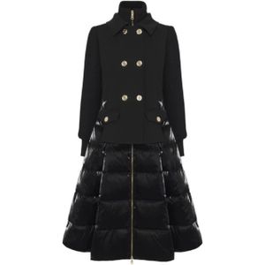 Elisabetta Franchi, Dames, Mantels, Zwart, Maat: S Nylon,