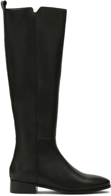 Kazar - Zwarte Leren Laarzen - Dames - Met Uitsparing Op Bovenkant