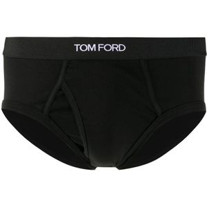 Tom Ford - Slips - Zwart - Katoen - Elastische Tailleband - Logo Borduursel