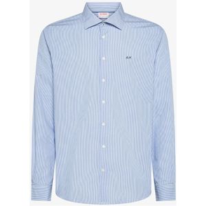 Sun68, Heren, Overhemden, Blauw, Maat: S Katoen,