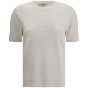 Fendi, Dames, Truien, Wit, Maat: XS Katoen,