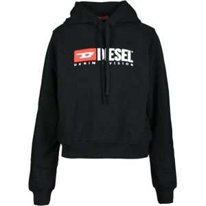 Diesel, Dames, Sweatshirts & Hoodies, Zwart, Maat: XS Katoen,