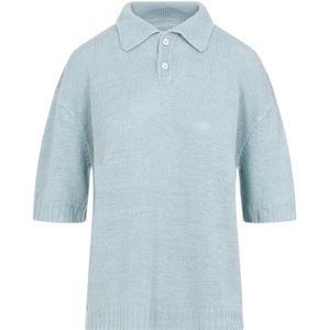 Maison Margiela - Polo Shirt - Lichtblauw - Dames - 100% Echte Hennep