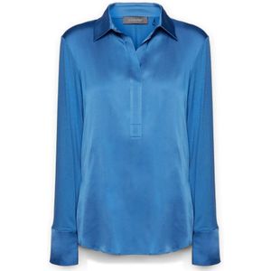 Elena Mirò, Dames, Blouses & Shirts, Blauw, Maat: XS Satijn,