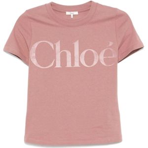 Chloé, Dames, Tops, Roze, Maat: S Katoen,