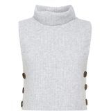 Cream - Korte Gebreide Slipover - Lichtgrijs Melange - Dames - Polyester