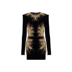 Balmain Dress with pearl and sequin embroidery , Black , Dames , Maat: S
