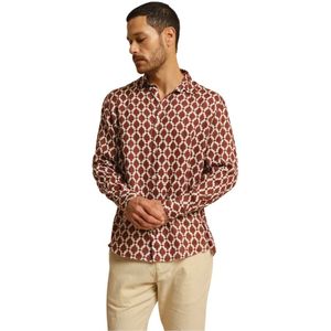 Peninsula, Heren, Overhemden, Rood, Maat: S Linnen,