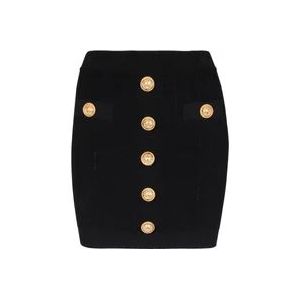 Balmain Gebreide rok met knopen , Black , Dames , Maat: S