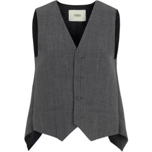 Fendi, Dames, Jassen, Grijs, Maat: S Wol,