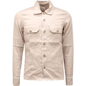 Eleventy, Heren, Overhemden, Beige, Maat: XS Linnen,