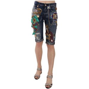 Dolce & Gabbana, Dames, Korte broeken, Veelkleurig, Maat: 3XS Denim,
