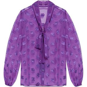 Dolce & Gabbana, Dames, Blouses & Shirts, Paars, Maat: 2XS Leer,