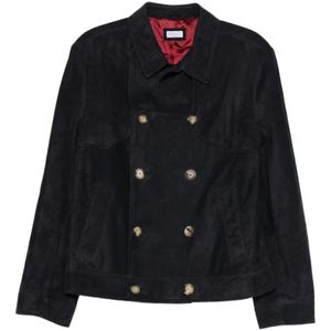 Brunello Cucinelli, Heren, Jassen, Blauw, Maat: M Leer,