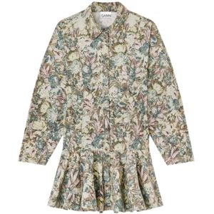 Ganni, Dames, Jurken, Groen, Maat: S Katoen,