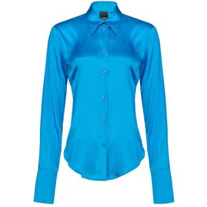 Pinko, Dames, Blouses & Shirts, Blauw, Maat: XS Zijde,