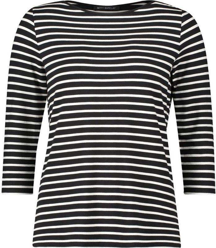 Betty Barclay - Overhemden - Zwart - Gestreept Shirt met Boothals