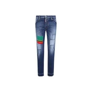 Dsquared2 Blauwe Slim-Fit Jeans met Haakdetail , Blue , Heren , Maat: S