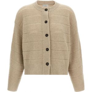 Brunello Cucinelli, Dames, Truien, Beige, Maat: 2XS Wol,