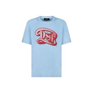 Dsquared2 Blauwe T-shirts en Polos , Blue , Heren , Maat: M