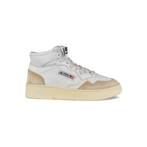 Autry Vintage Mid Sneakers in wit leer en suède , White , Dames , Maat: 39 EU