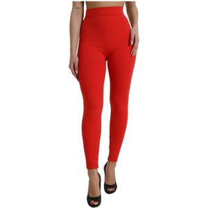 Dolce & Gabbana, Dames, Broeken, Rood, Maat: XS Nylon,