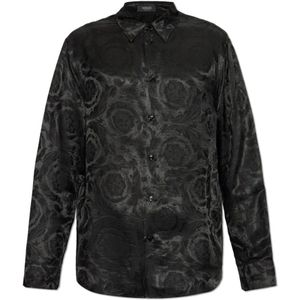 Versace, Heren, Overhemden, Zwart, Maat: S Zijde,