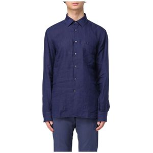 Aspesi, Heren, Overhemden, Blauw, Maat: 3XL Linnen,