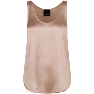 Pinko - Zijden Top Zonder Mouwen - Ivoor - Stretchzijde - Ronde Halslijn