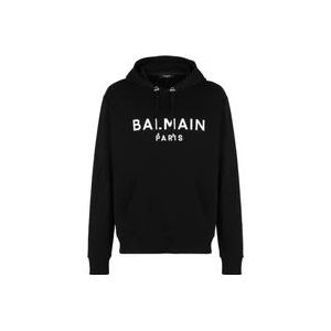 Balmain Logo Hoodie , Black , Heren , Maat: S