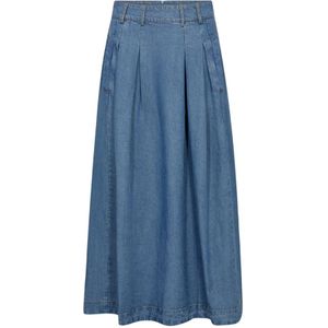 Co'Couture - Denim Plooirok - Blauw - Dames
