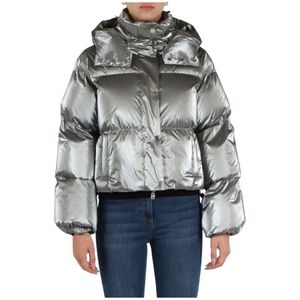 Elisabetta Franchi, Dames, Jassen, Grijs, Maat: L Nylon,