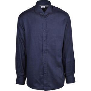 Brunello Cucinelli, Heren, Overhemden, Blauw, Maat: XL Katoen,