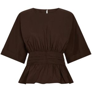 Neo Noir, Dames, Blouses & Shirts, Bruin, Maat: L Katoen,