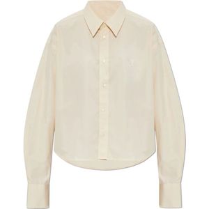 Ami Paris, Dames, Blouses & Shirts, Beige, Maat: XS Katoen,