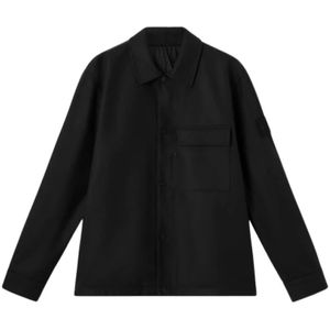 Stone Island, Heren, Jassen, Zwart, Maat: XL Wol,