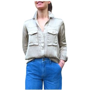 Mason's, Dames, Blouses & Shirts, Beige, Maat: 2XS Satijn,