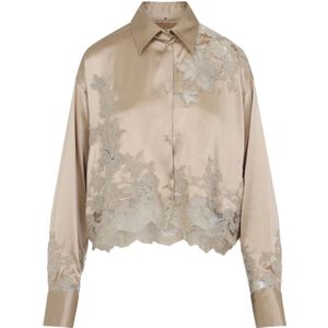 Ermanno Scervino, Dames, Blouses & Shirts, Beige, Maat: 2XS Zijde,